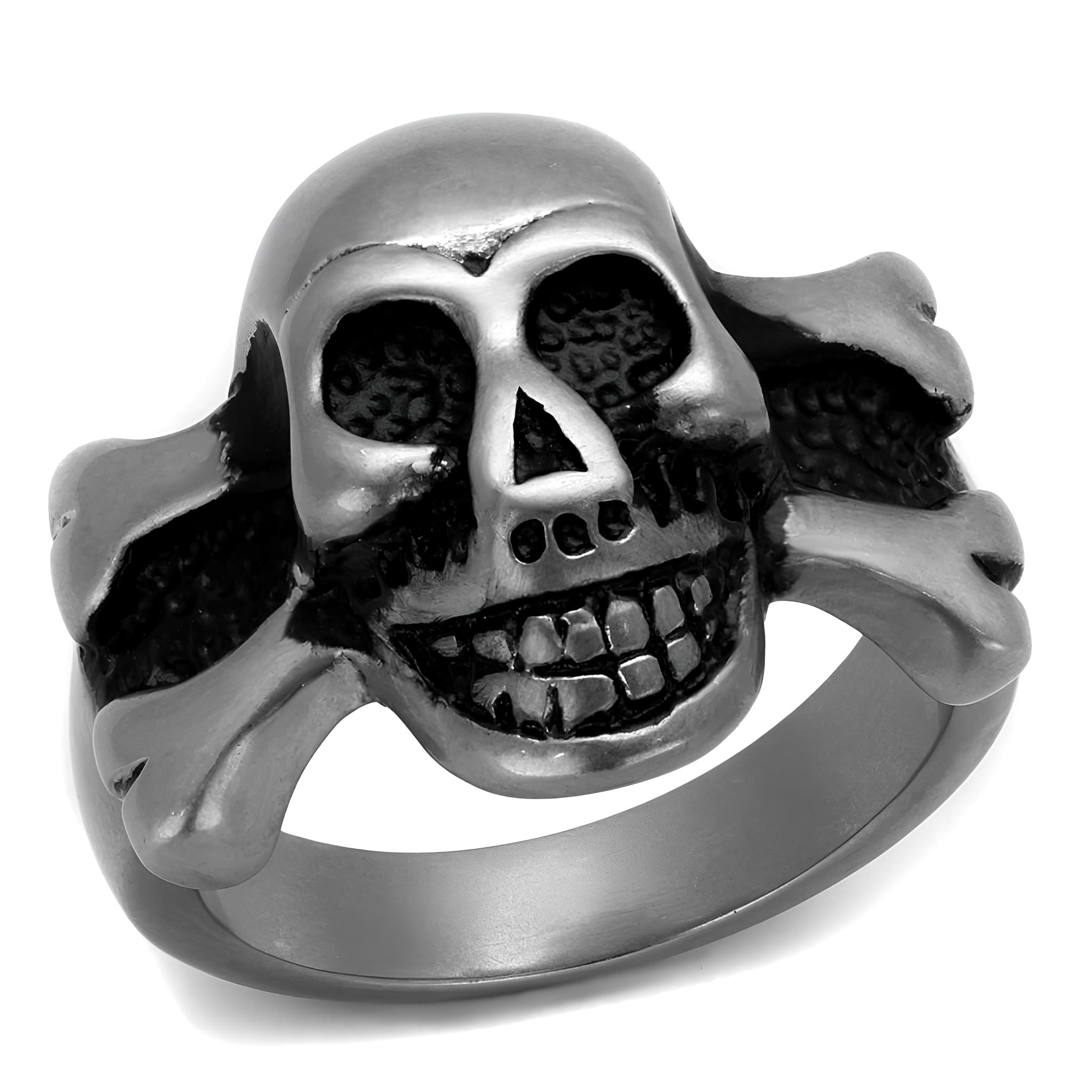 Stainless Steel Skull Pirate Crossbones Grinning Ring