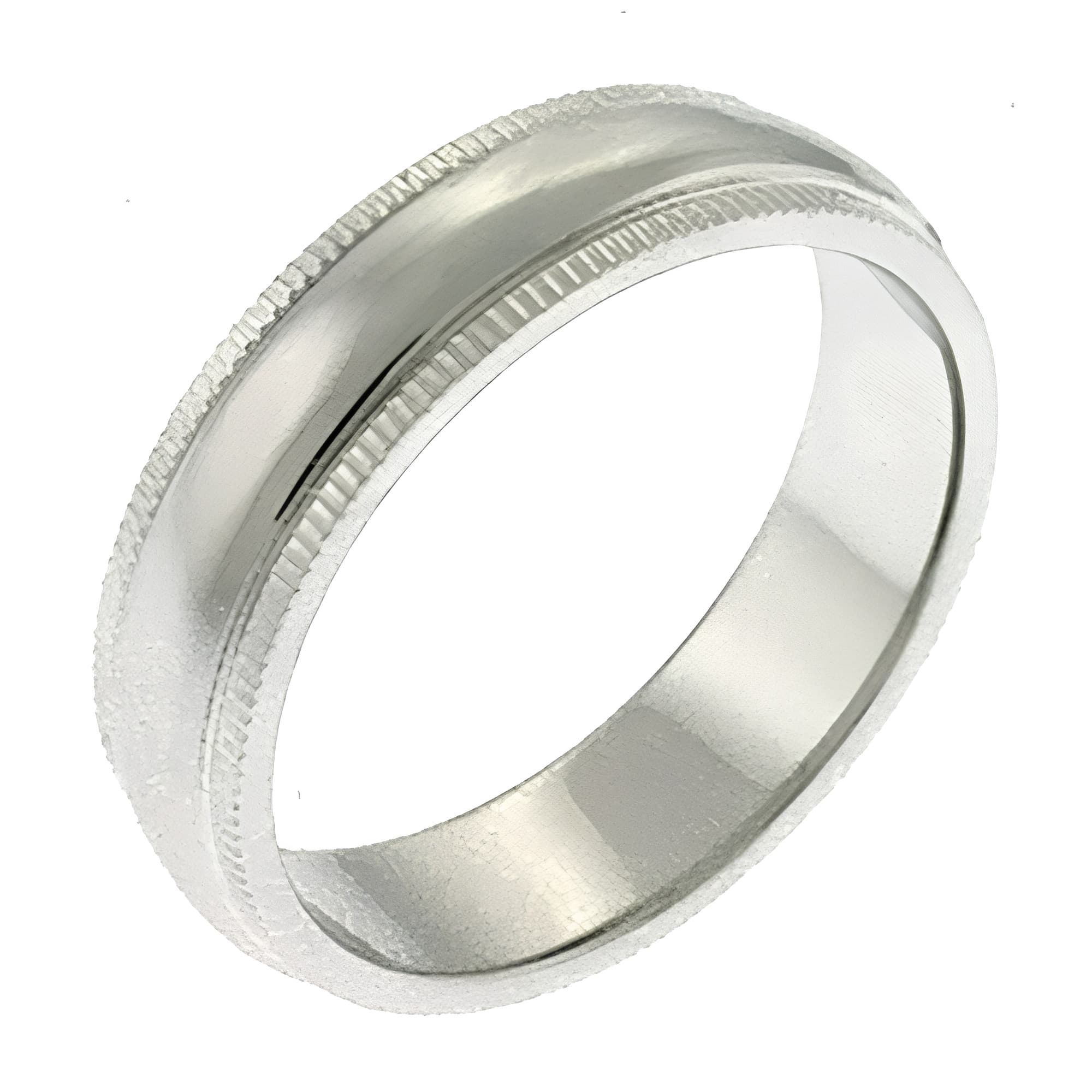 Brass Silver Milgrain Matte Wedding Band Ring