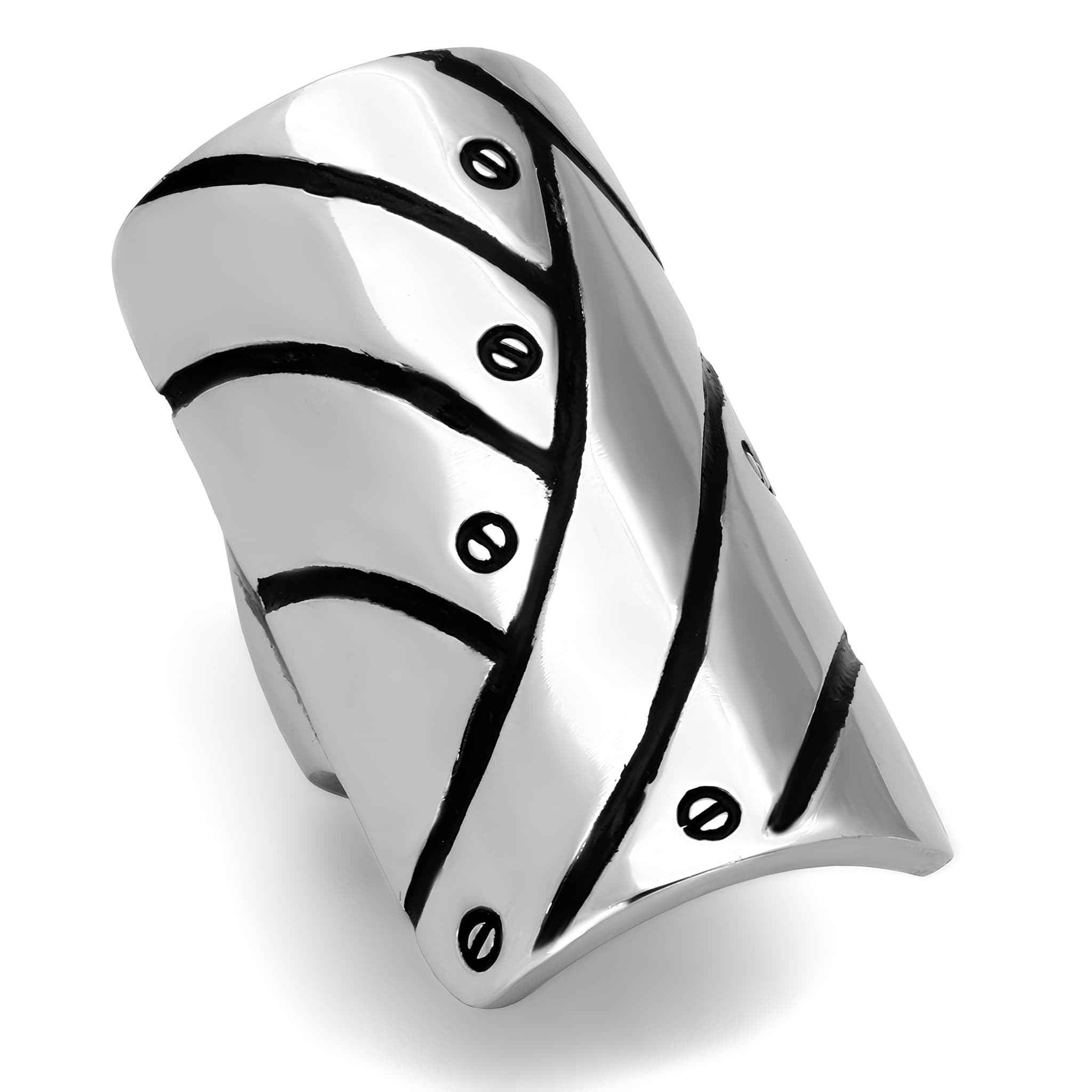 Stainless Steel Enamel Stripe Wave Ring