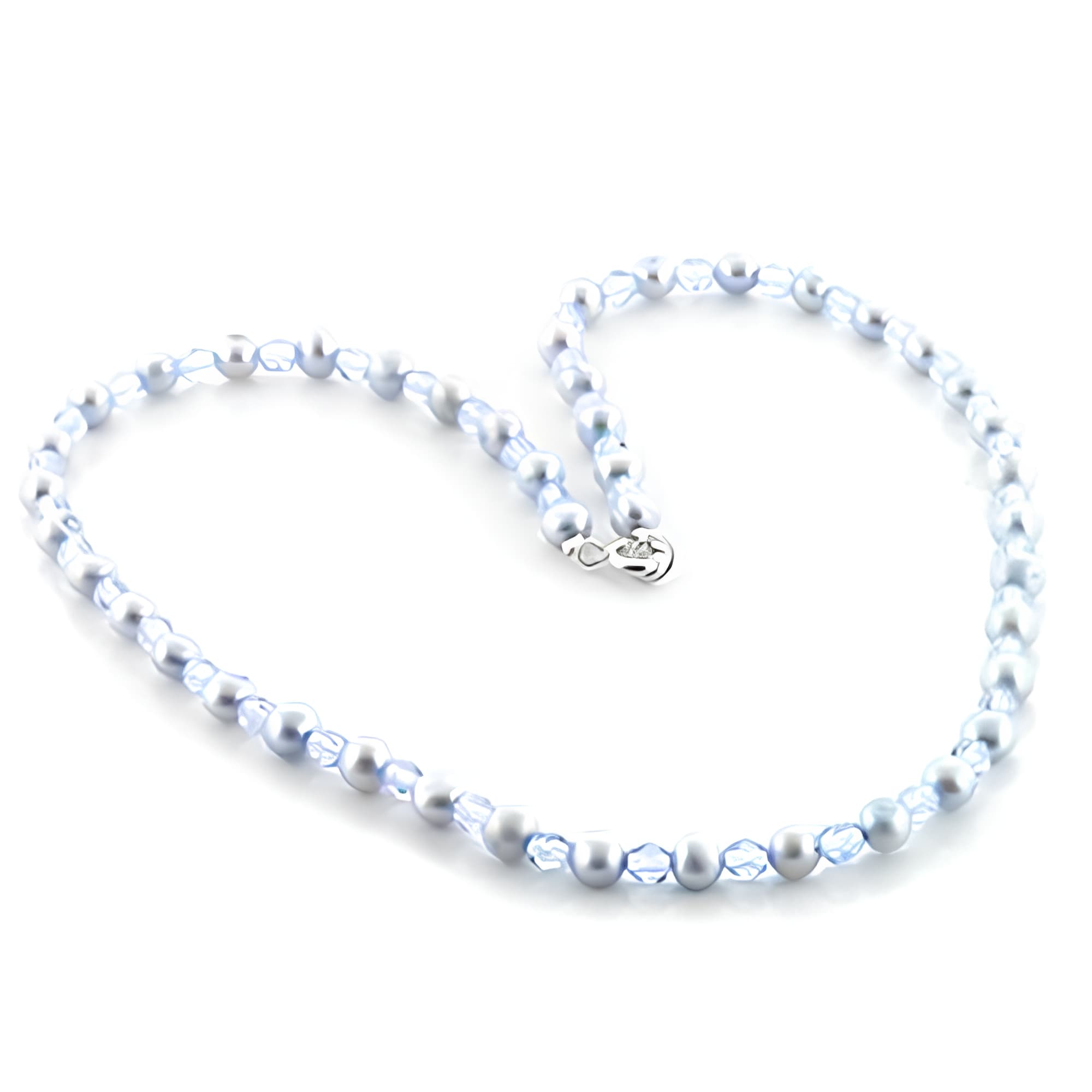 Stone Light Blue Pearl Bead Necklace