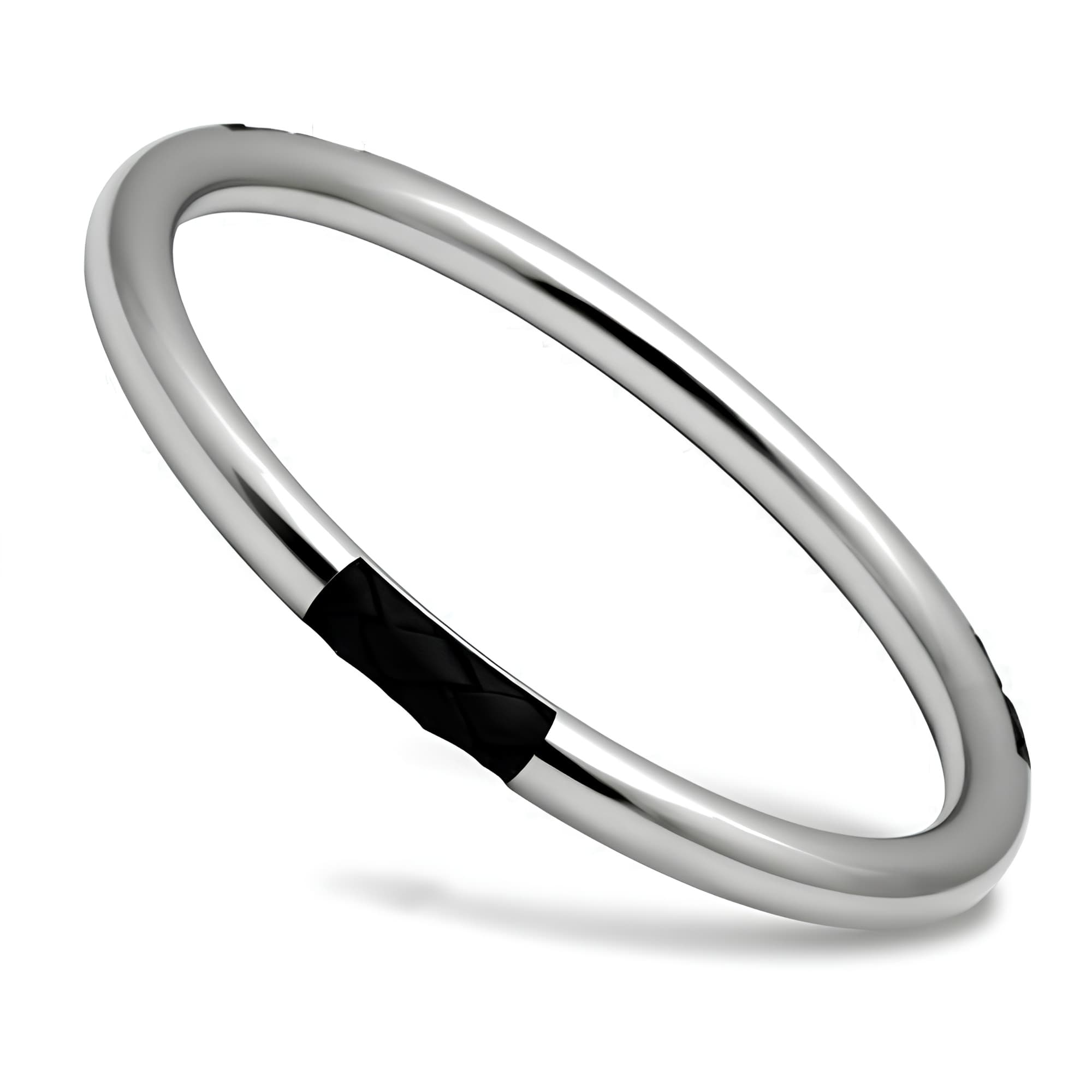 Stainless Steel Silver Polished Hinge Clasp Bangle Bracelet