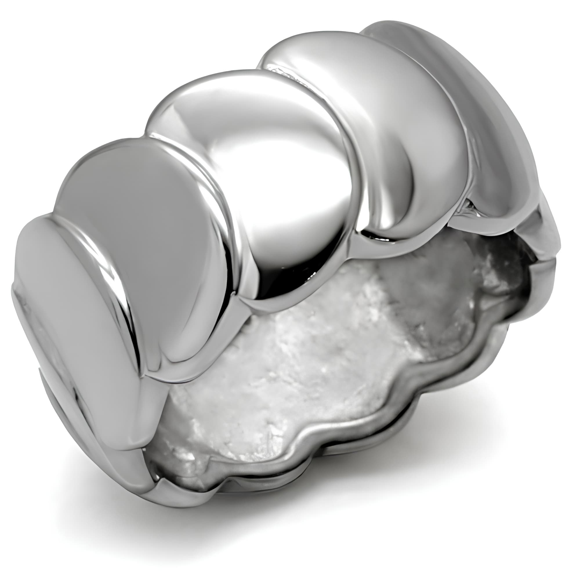 Stainless Steel Polished Heart Multi Dome Ring