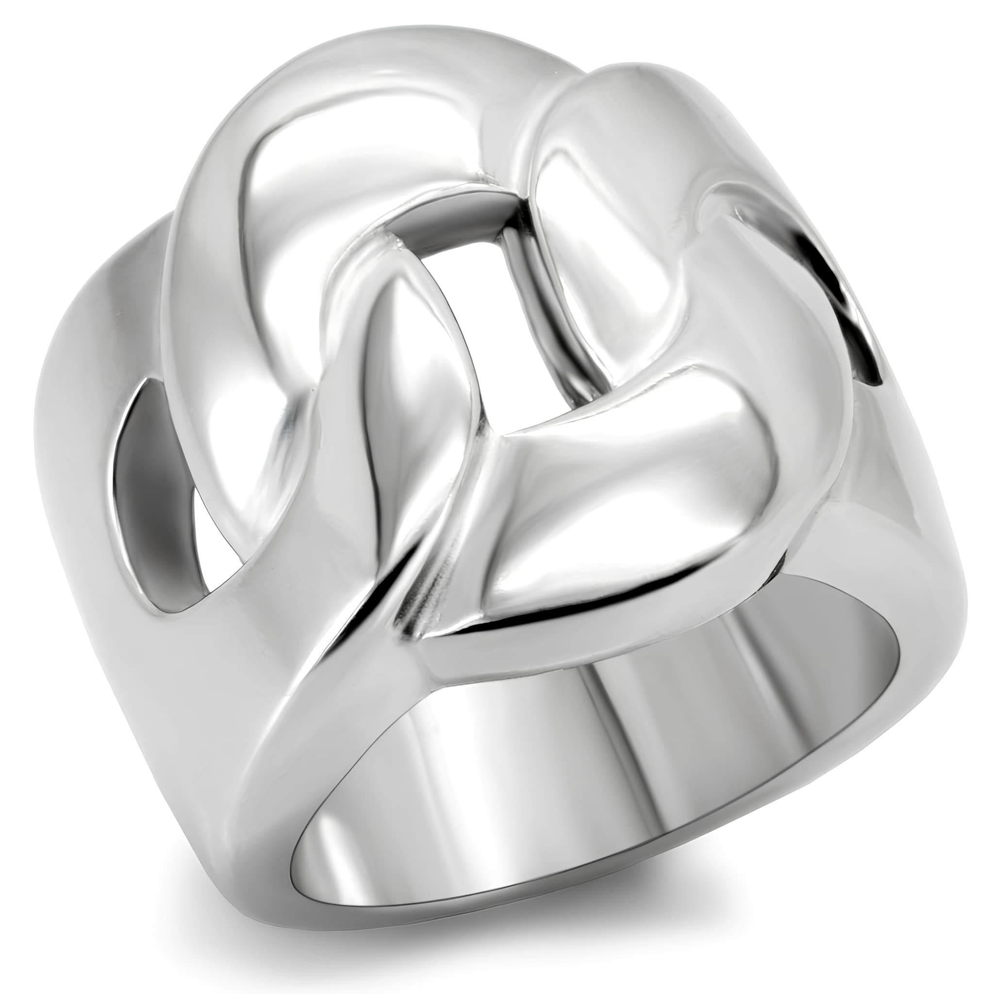 Stainless Steel Polished Chain Link Knot Band Ring