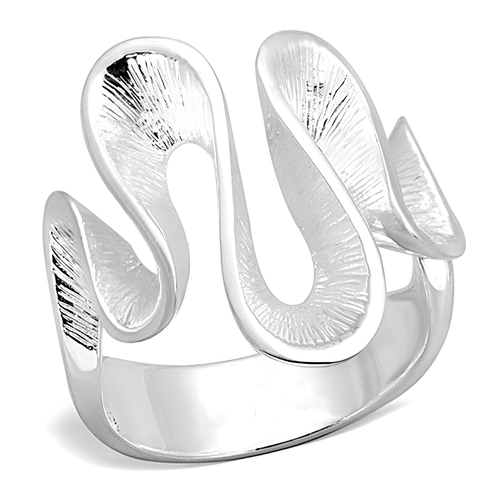 Sterling Silver Brushed Swan Wrap Statement Ring