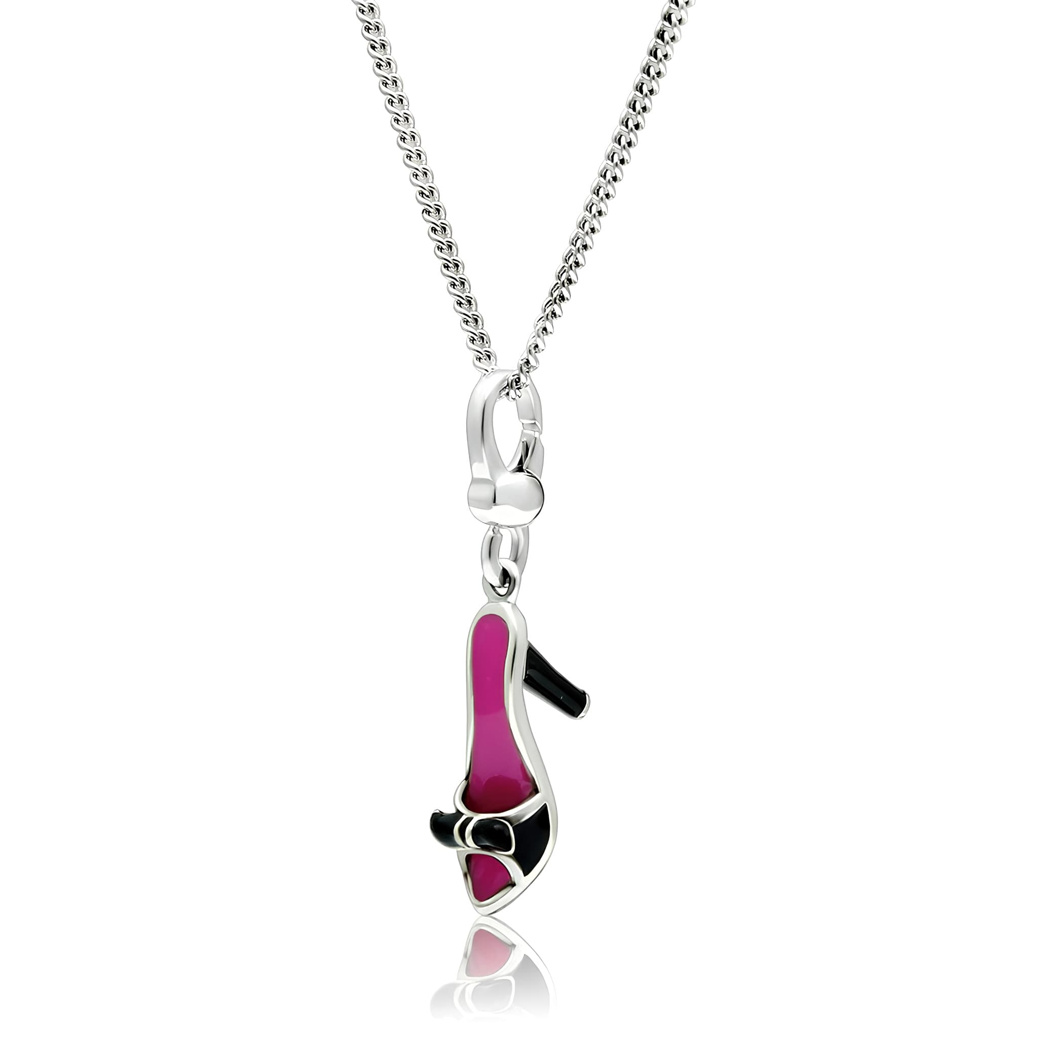 Sterling Silver Pink Enamel High Heel Shoe Charm Pendant