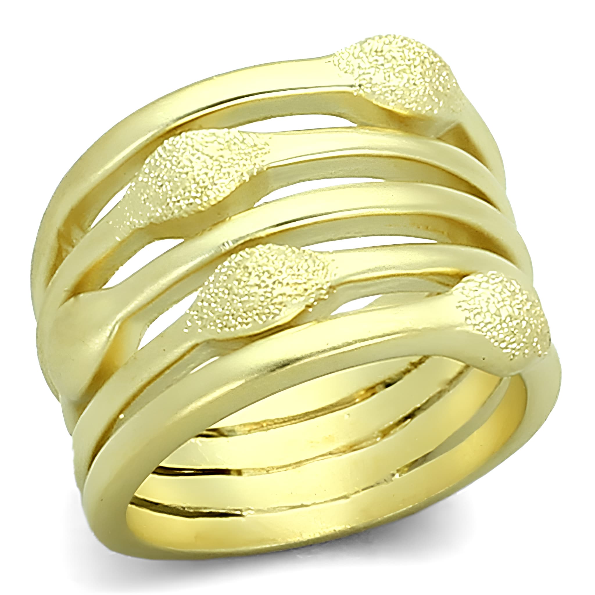 Brass Gold Matte Textured Multi Row Stacking Band Ring