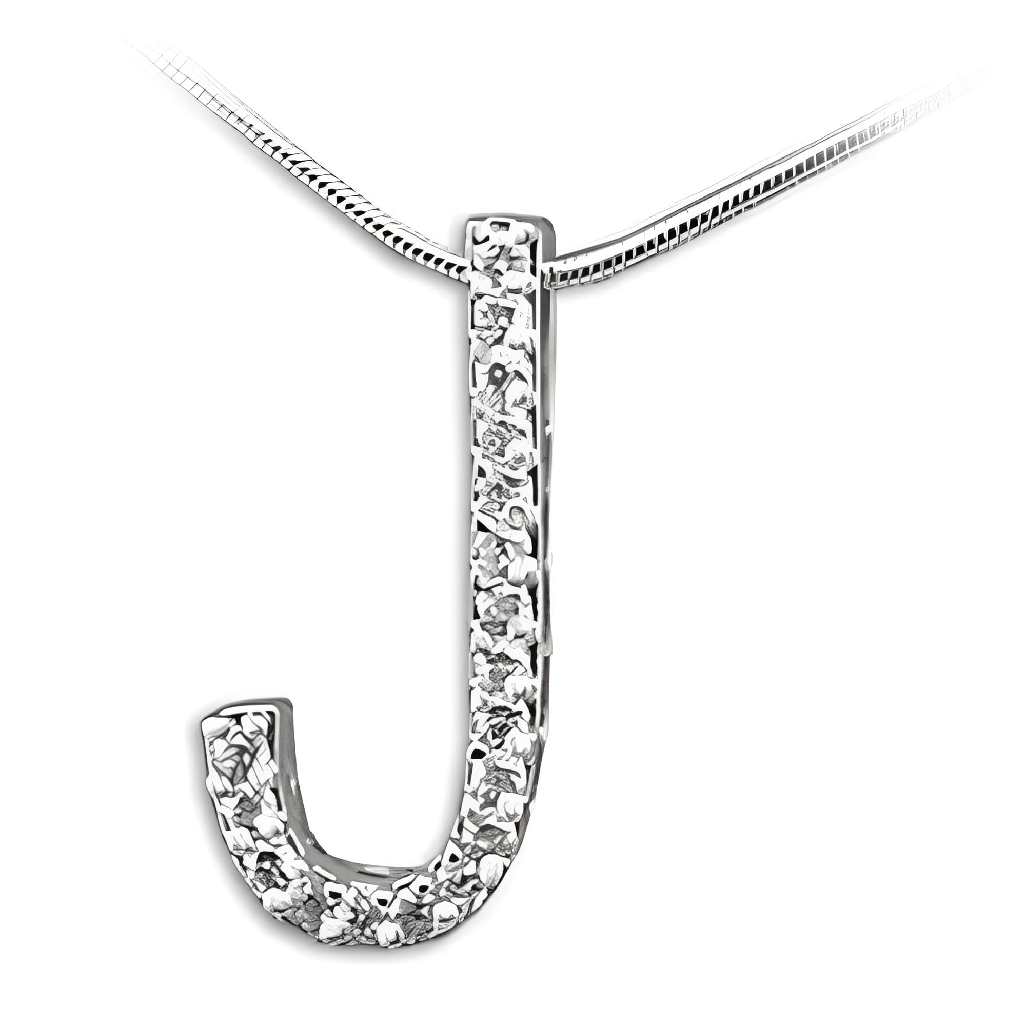Sterling Silver Letter J Initial Pendant