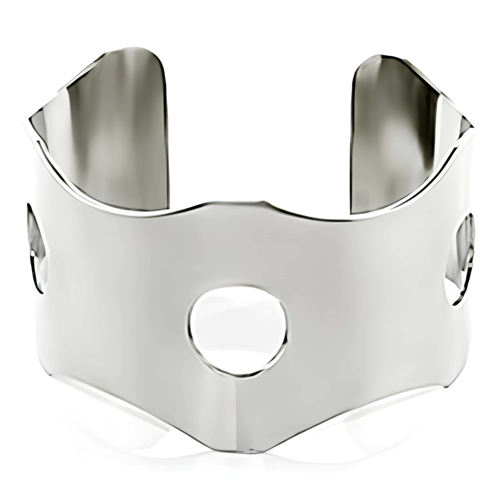 Stainless Steel Silver Circle Cutout Cuff Bangle Bracelet