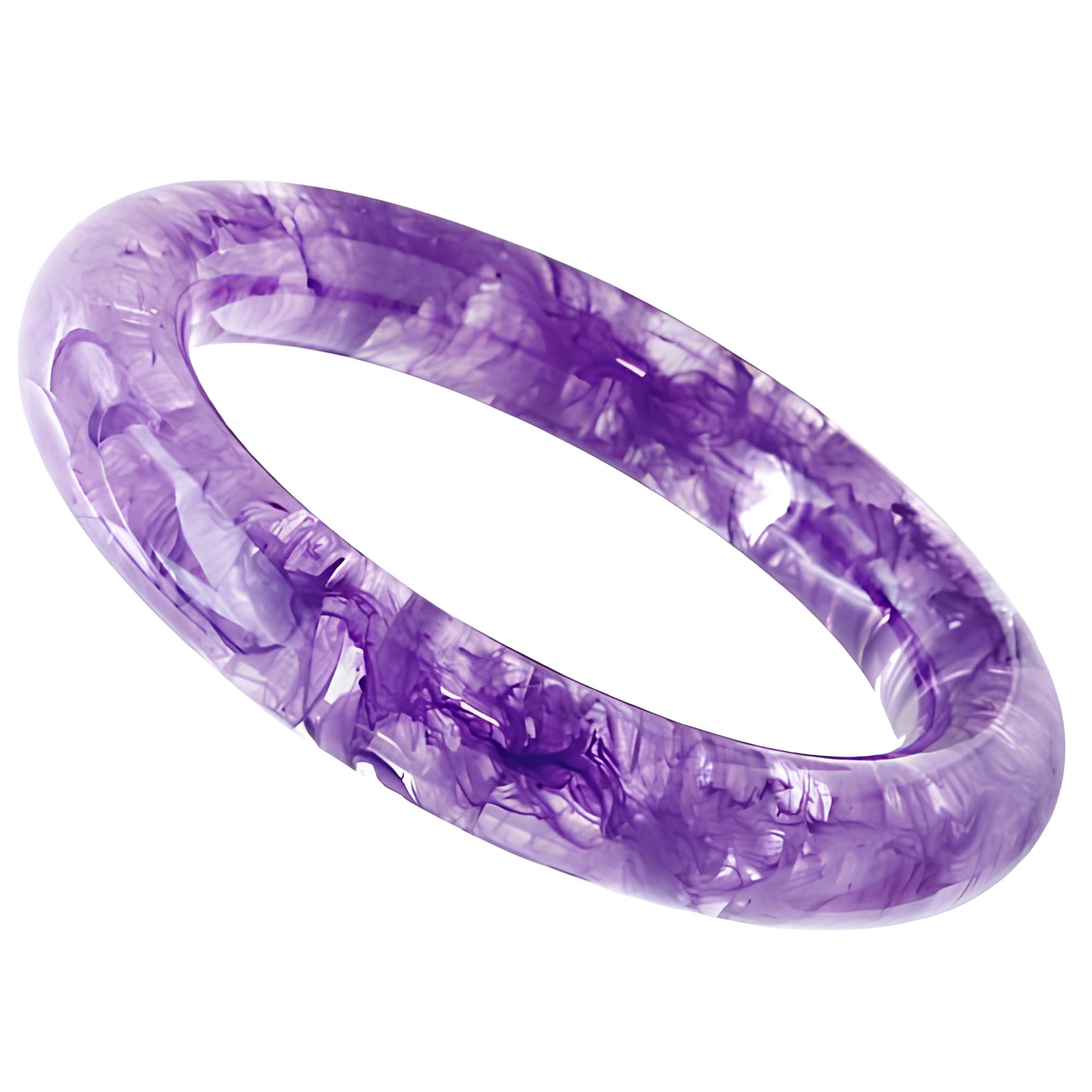 Resin Purple Marble Bangle Bracelet