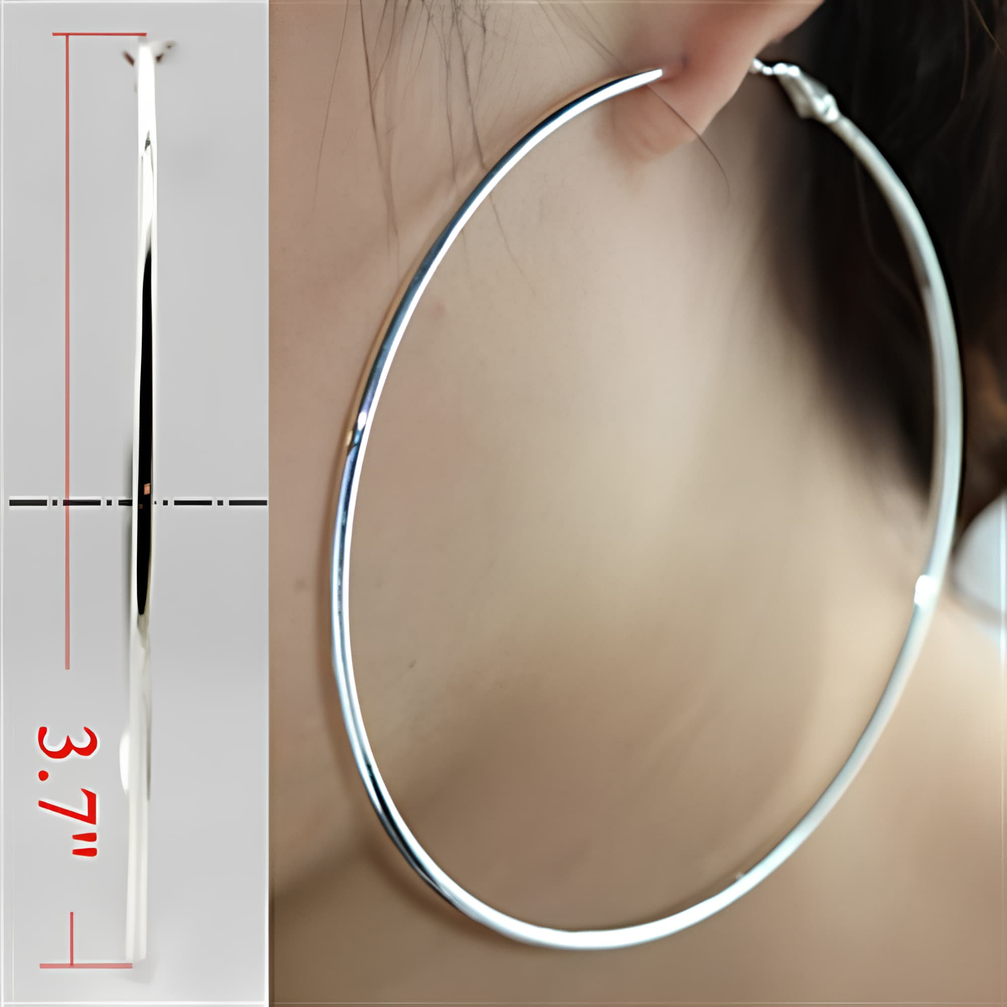 Brass Silver Extra Large Thin Hoop Earrings