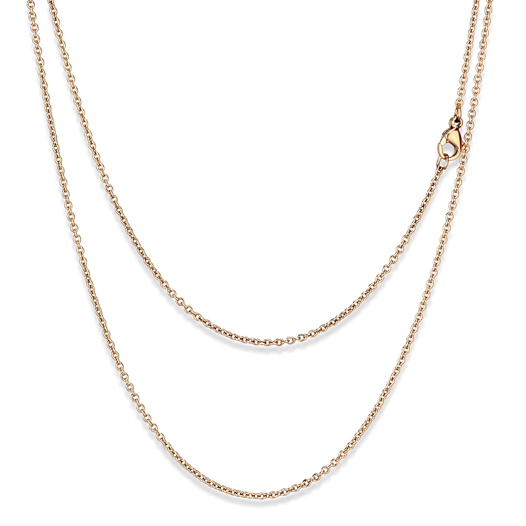 Stainless Steel Rose Gold IP Cable Layered Necklace