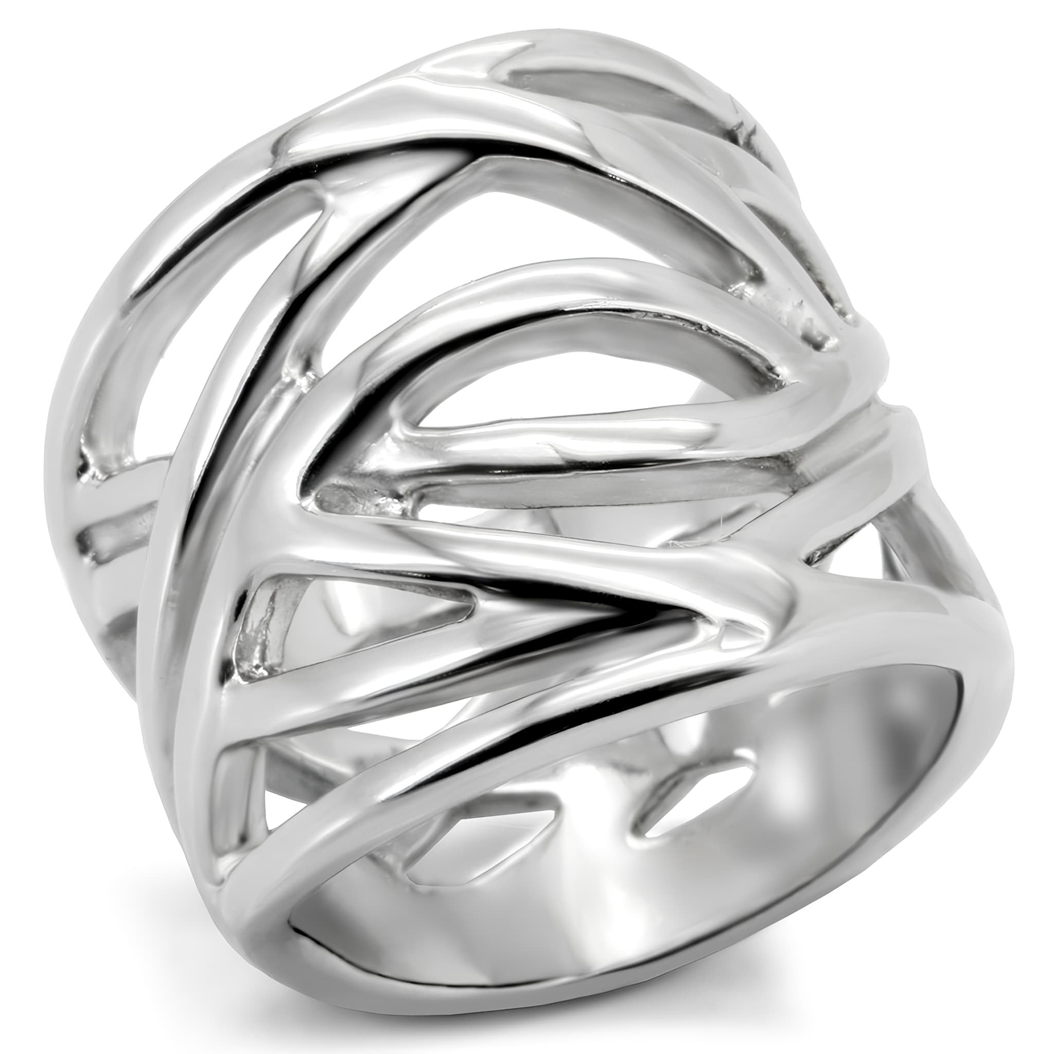 Stainless Steel Intertwined Wire Open Dome Ring