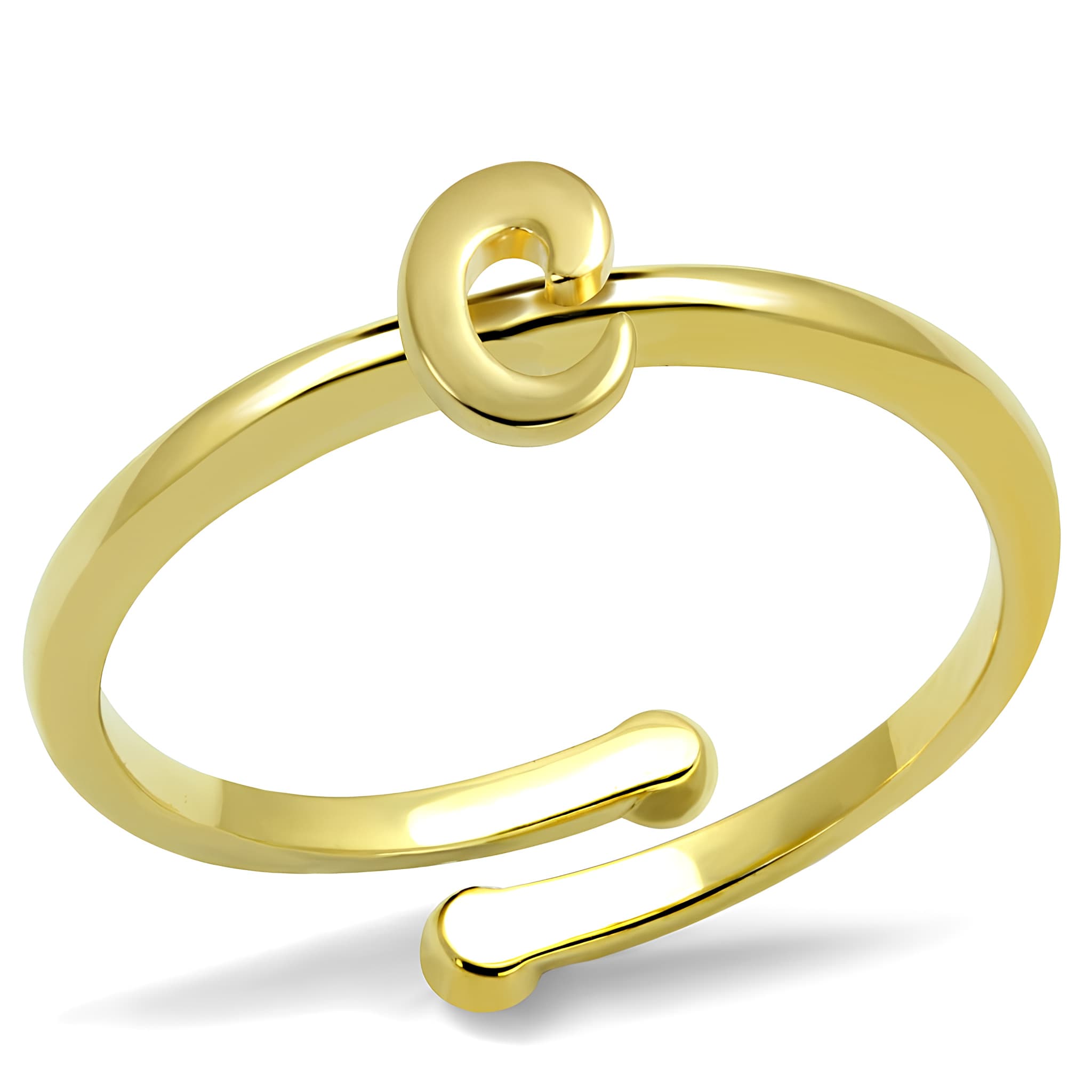 Brass Gold Script Letter C Initial Toe Ring