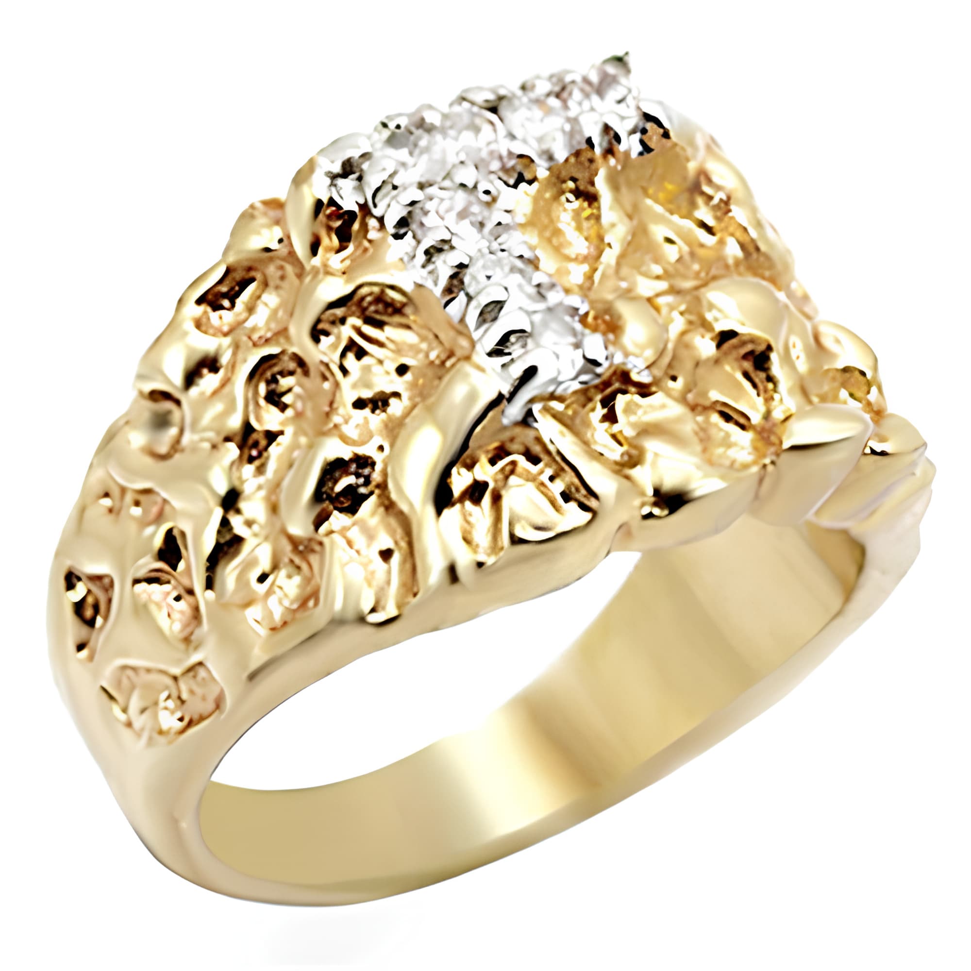 Brass Gold Nugget Men's Ring