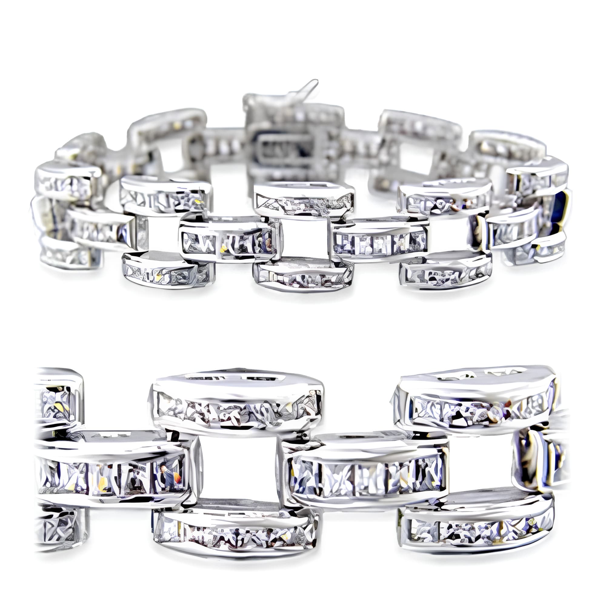 Brass Square Link Bracelet Clear