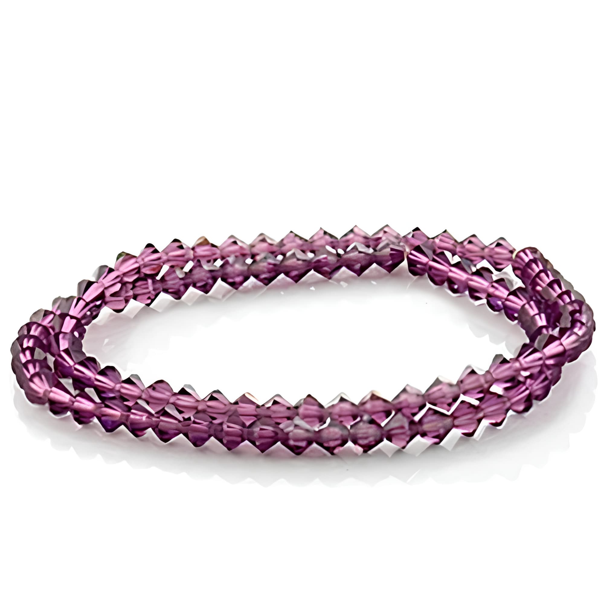 Stone Purple Crystal Faceted Bead Wrap Bracelet
