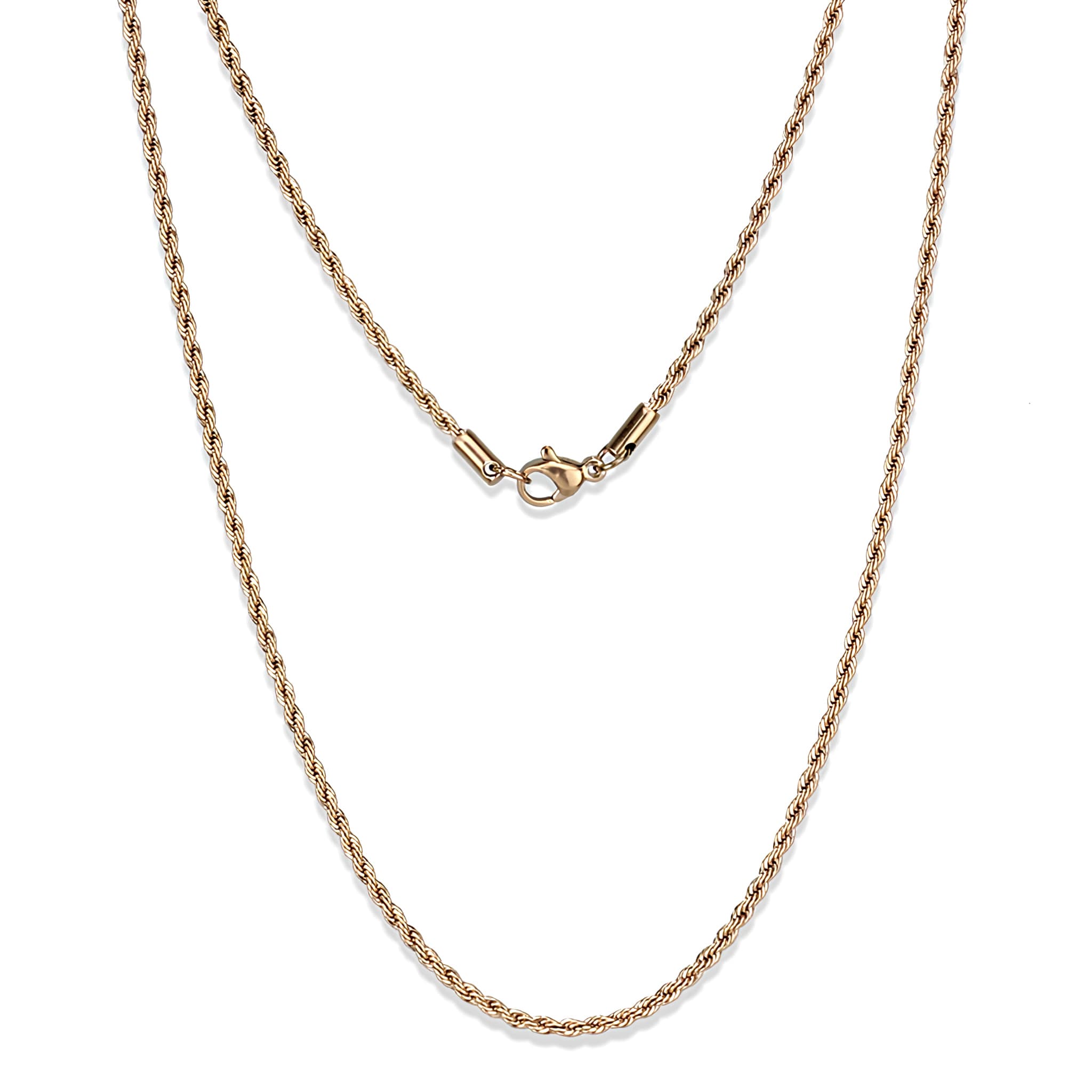 Stainless Steel Rose Gold IP Rope Twisted Necklace