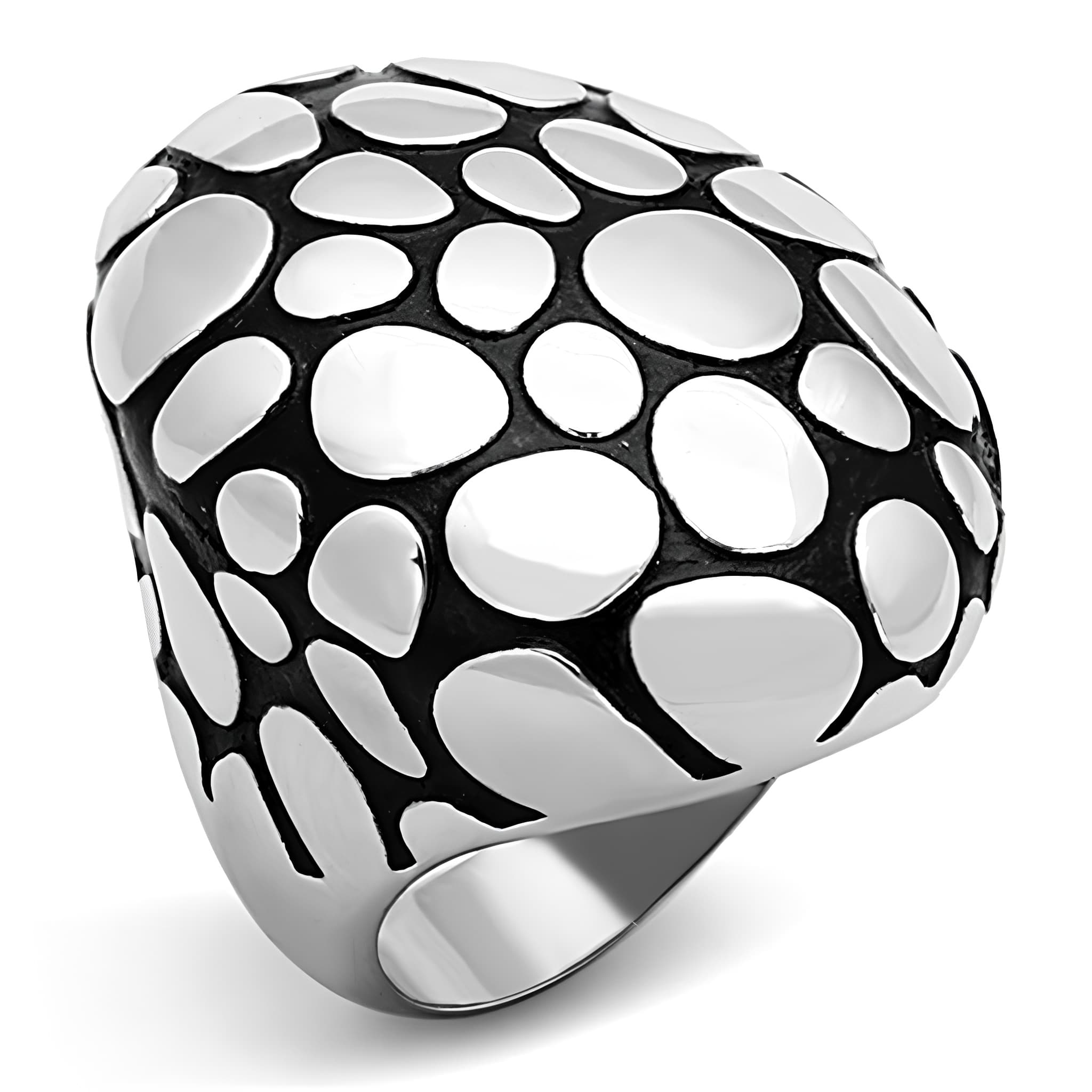 Stainless Steel Leopard Spot Dome Ring
