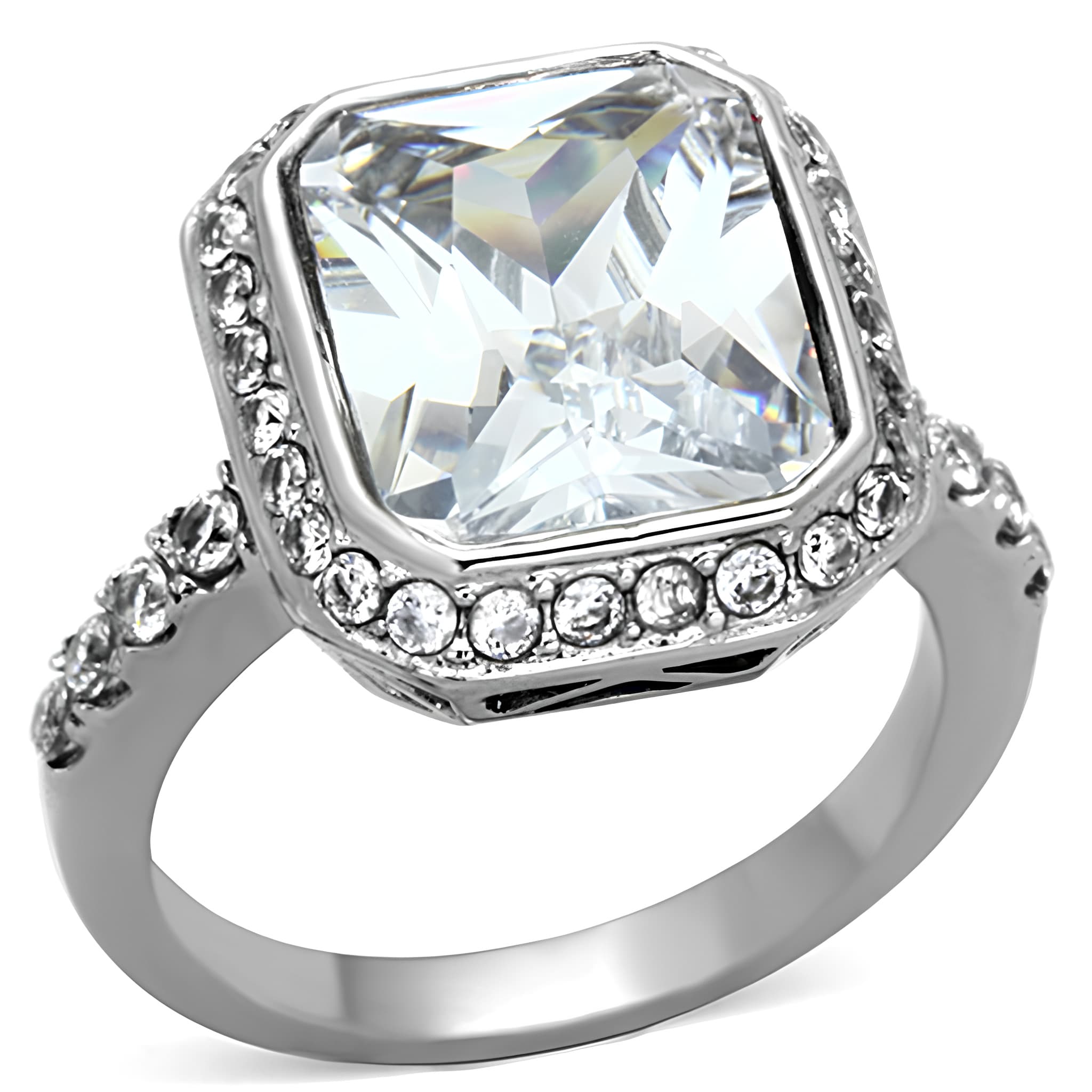 Stainless Steel Princess Halo Ring