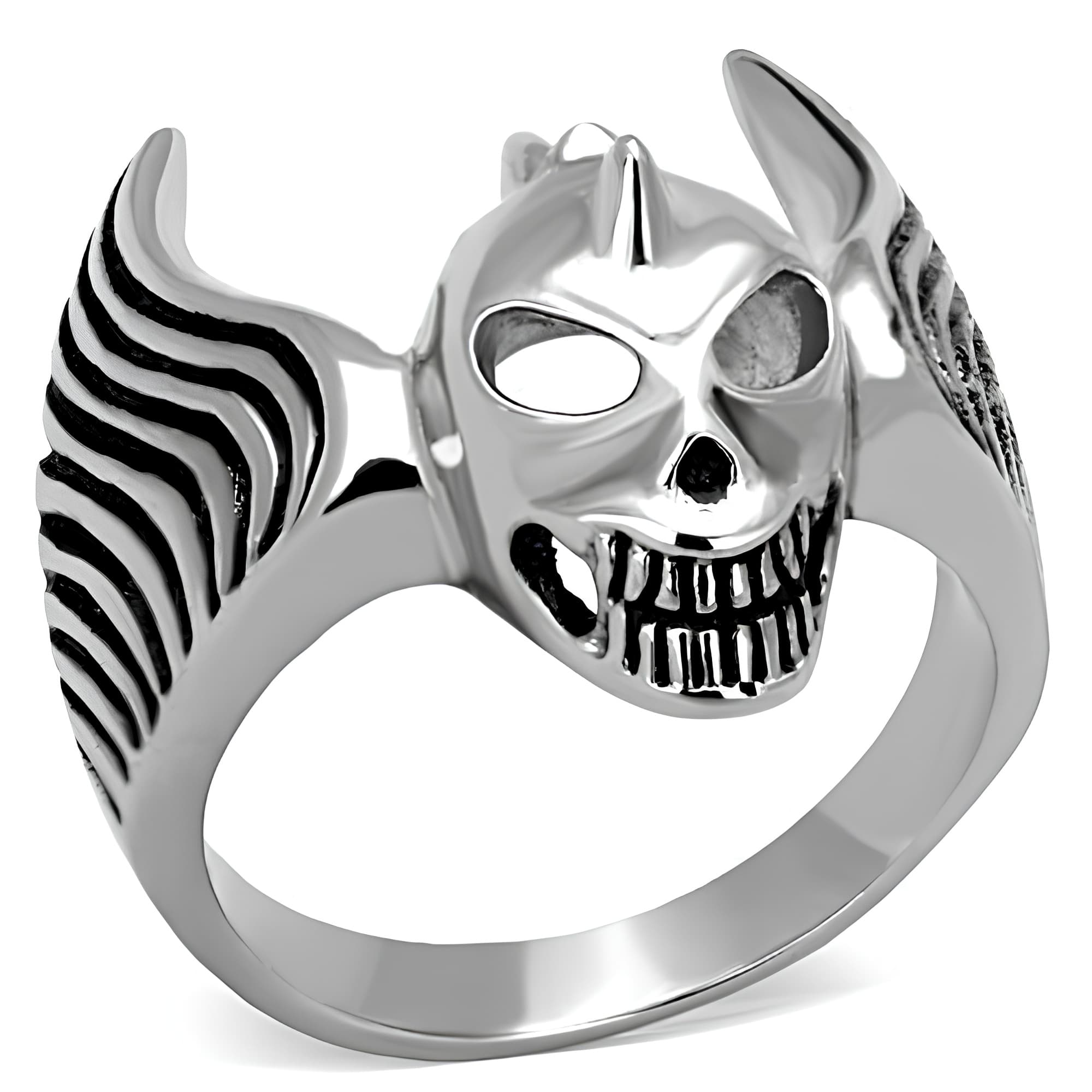 Stainless Steel Devil Horn Skull Ring
