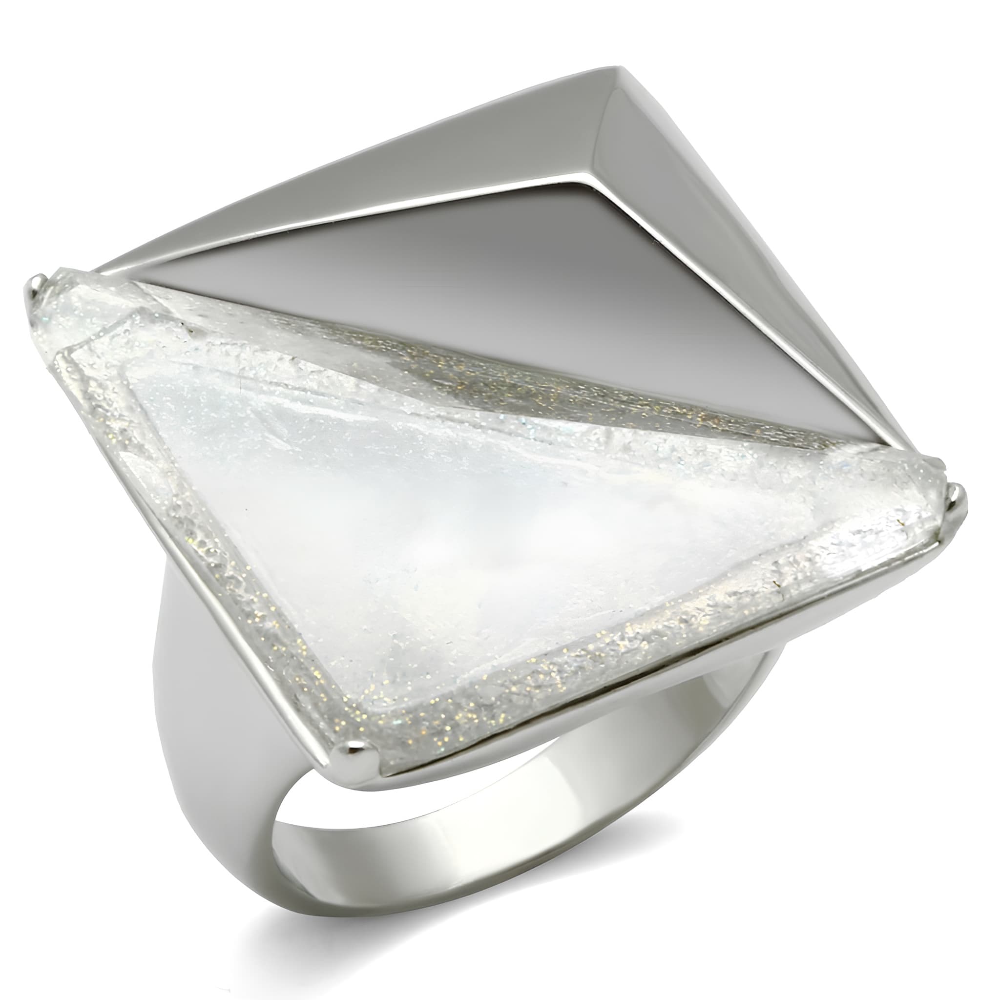 Brass White Shimmer Diamond Ring