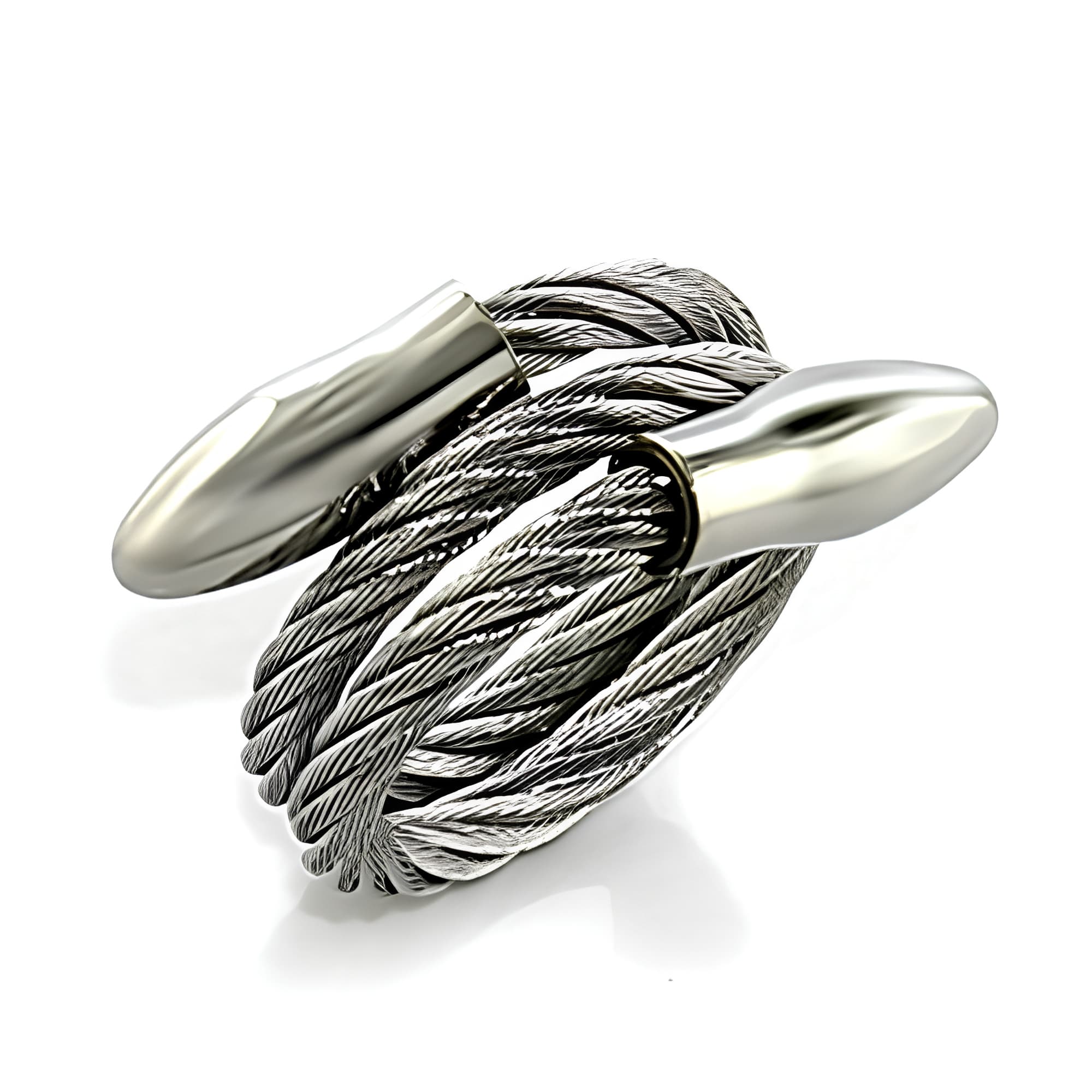 Stainless Steel Silver Cable Wire Knot Ring