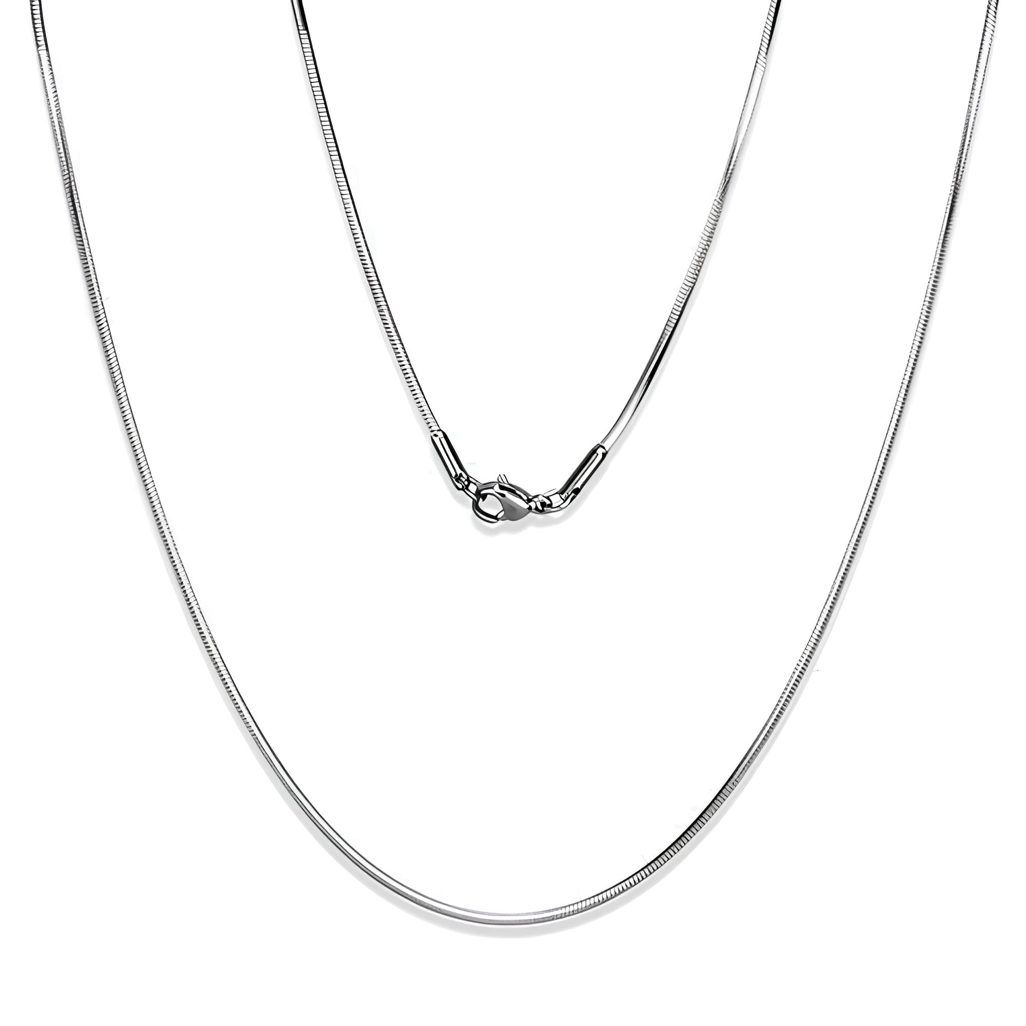 Stainless Steel Silver Round Snake Chain Necklace