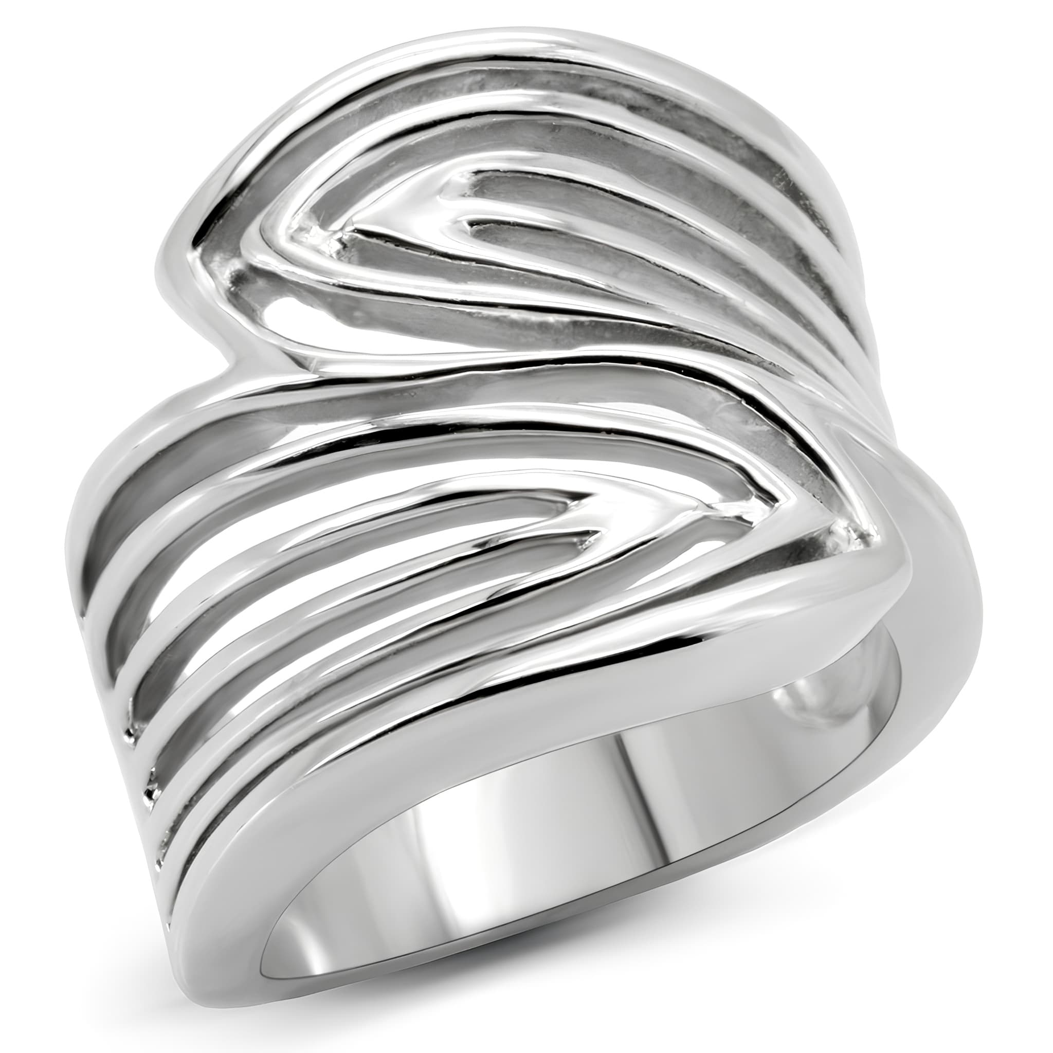 Stainless Steel Wave Stripe Ring