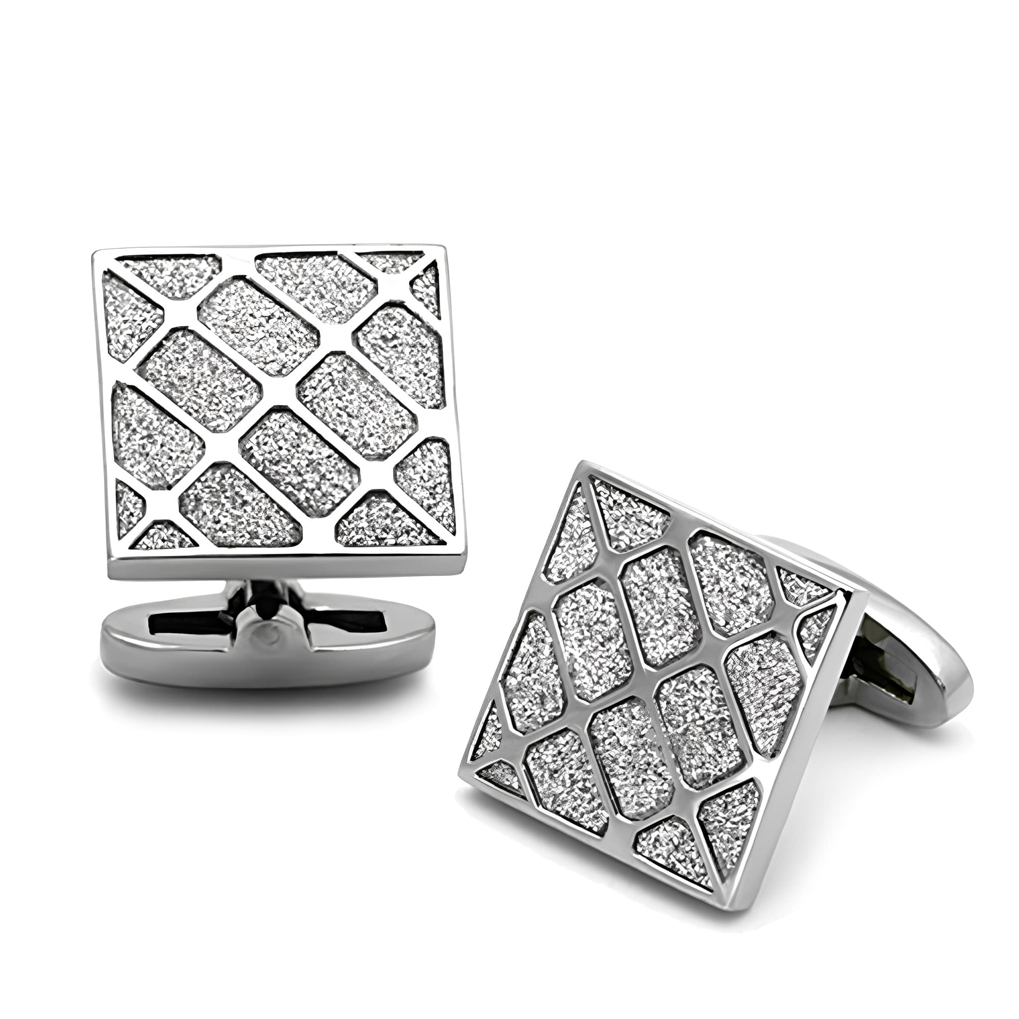 Stainless Steel Glitter Diamond Pattern Square Bracelet