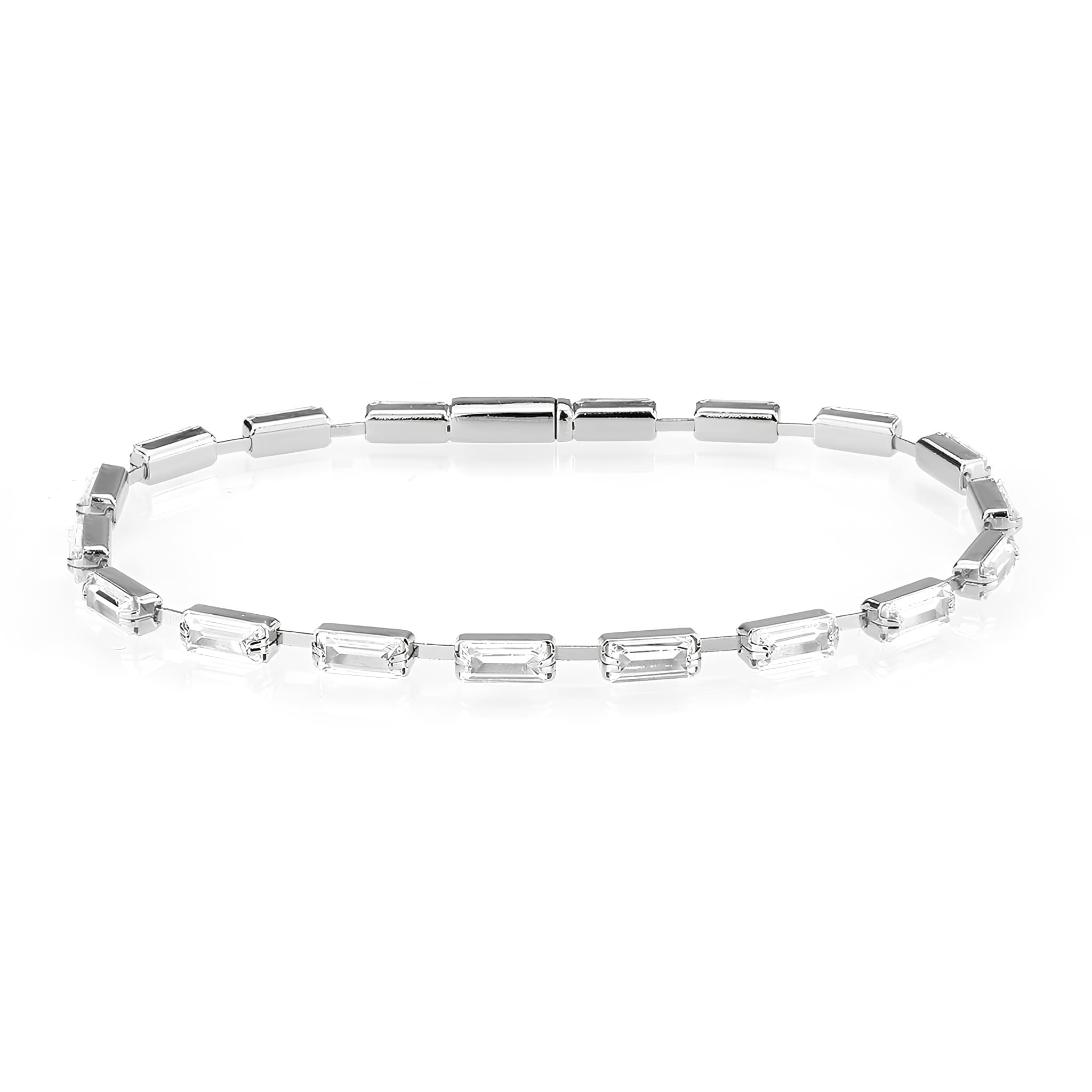 Brass CZ Baguette Bar Tennis Thin Bracelet