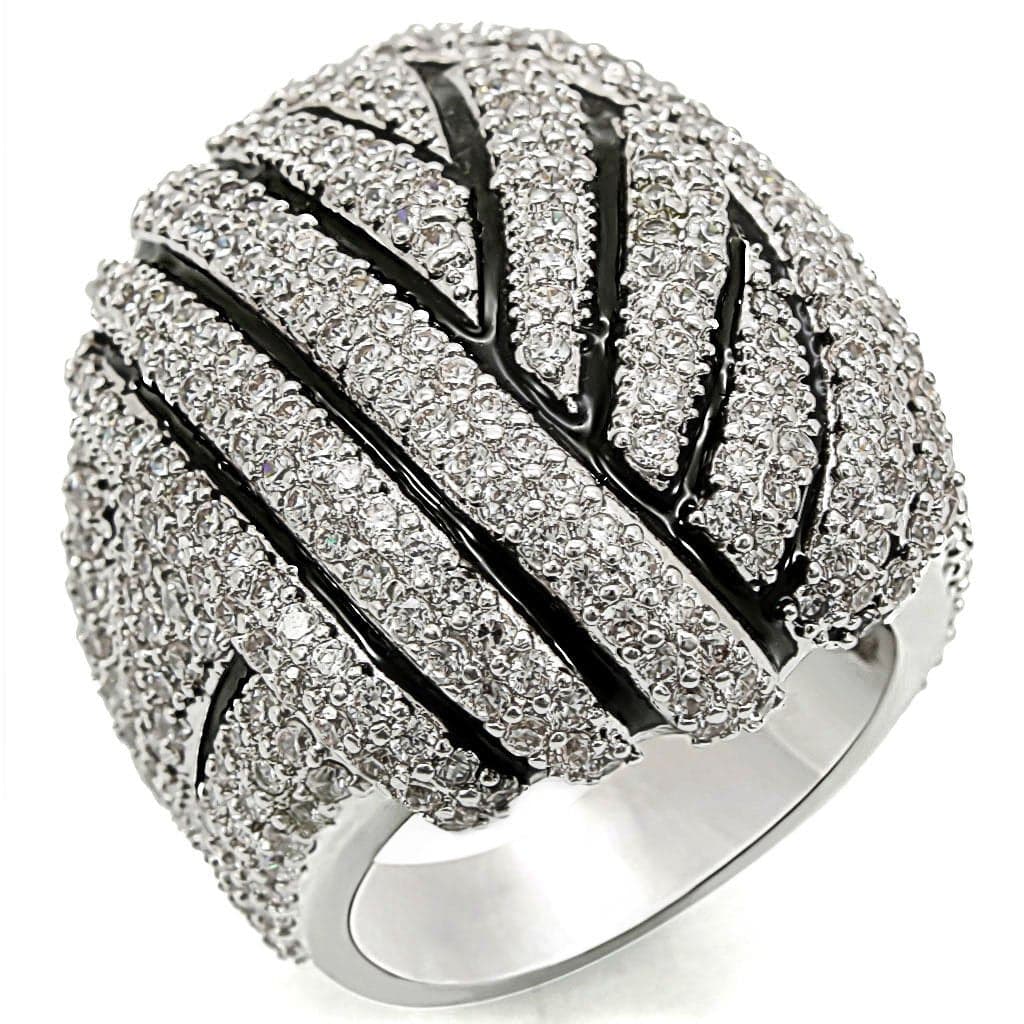 Brass CZ Pavé Zebra Stripe Dome Ring | The Stainless Jewelry