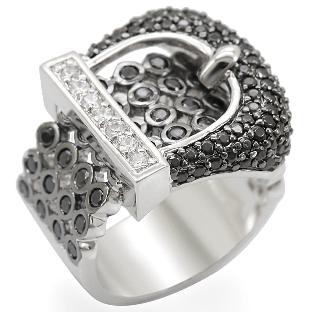 Brass Black CZ Buckle Ring | The Stainless Jewelry
