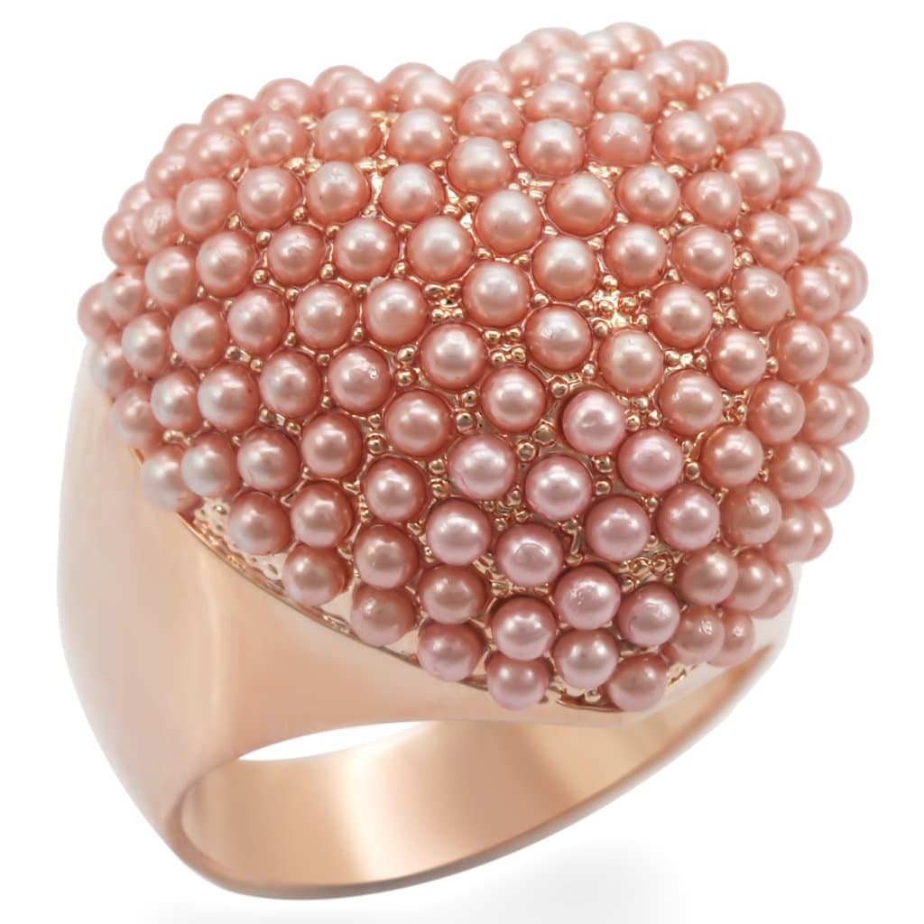 Brass Rose Pink Pearl Cluster Ball Ring | The Stainless Jewelry