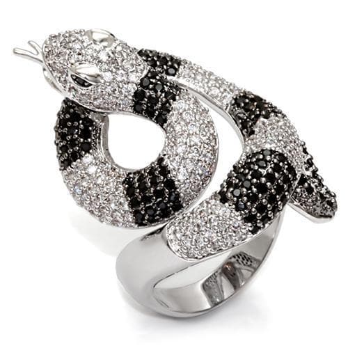 Brass Black White CZ Snake Ring | The Stainless Jewelry