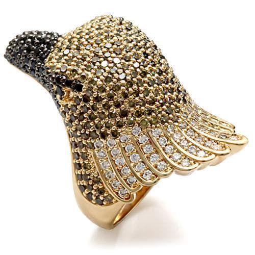 Brass Gold Crystal Eagle Wing Ring | The Stainless Jewelry