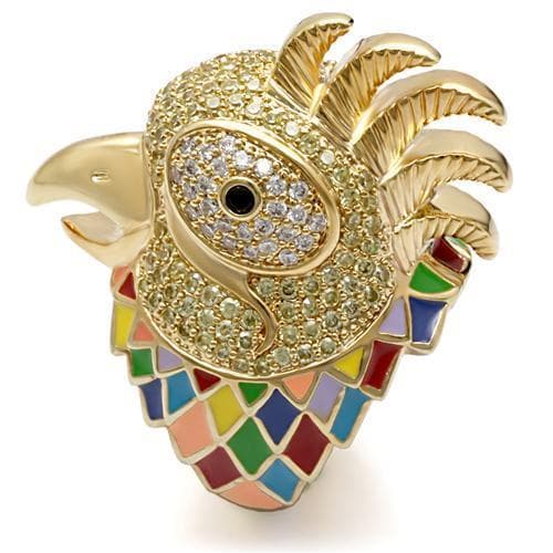 Brass Enamel Crystal Parrot Ring | The Stainless Jewelry