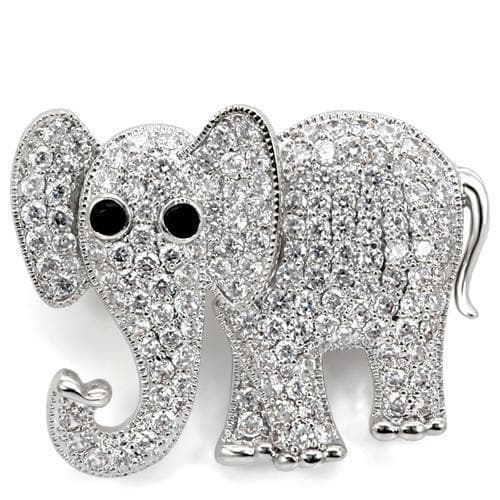 Brass CZ Crystal Elephant Brooch | The Stainless Jewelry