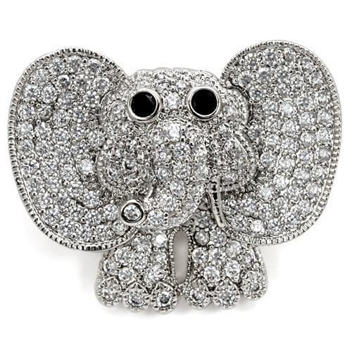 Brass CZ Crystal Double Elephant Brooch | The Stainless Jewelry