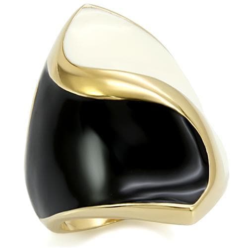 Brass Black White Enamel Gold Dome Ring | The Stainless Jewelry