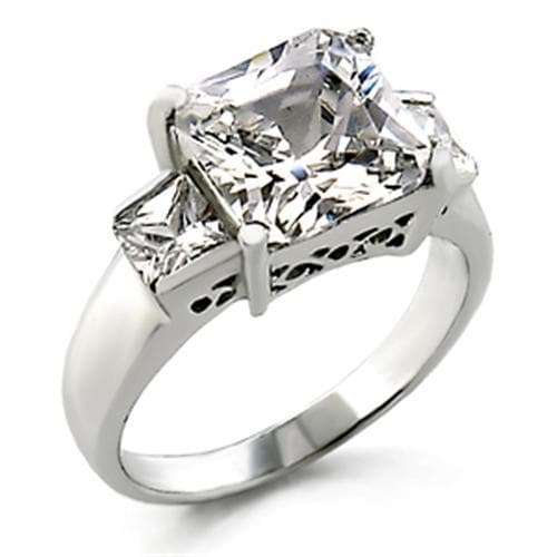 Sterling Silver CZ Princess Cut Solitaire Ring