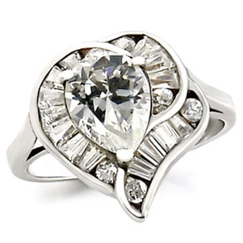 Sterling Silver CZ Heart Baguette Halo Ring