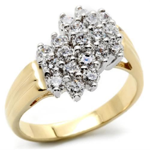 Brass Gold CZ Round Cluster Ring | The Stainless Jewelry