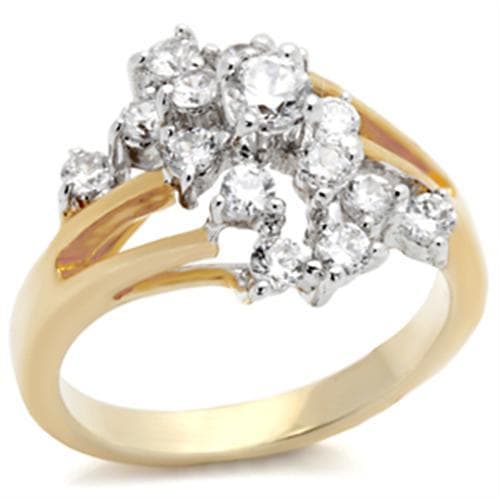 Brass Gold CZ Waterfall Cluster Ring | The Stainless Jewelry