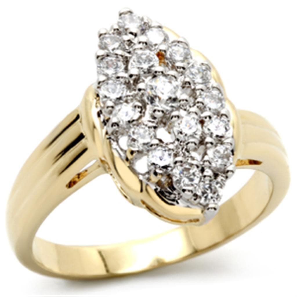 Brass Gold CZ Oval Cluster Ring | The Stainless Jewelry