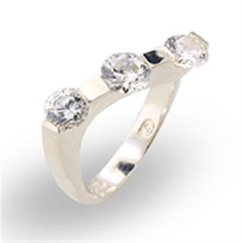 Sterling Silver CZ Tension-Set Two-Stone Band Ring