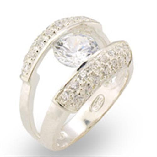 Sterling Silver CZ Round Pavé Split Band Ring