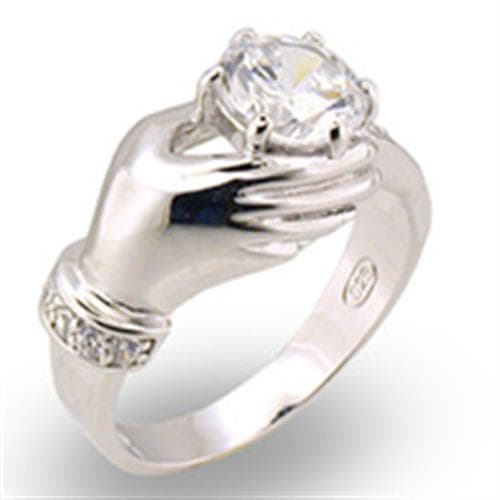 Sterling Silver CZ Claddagh Solitaire Ring