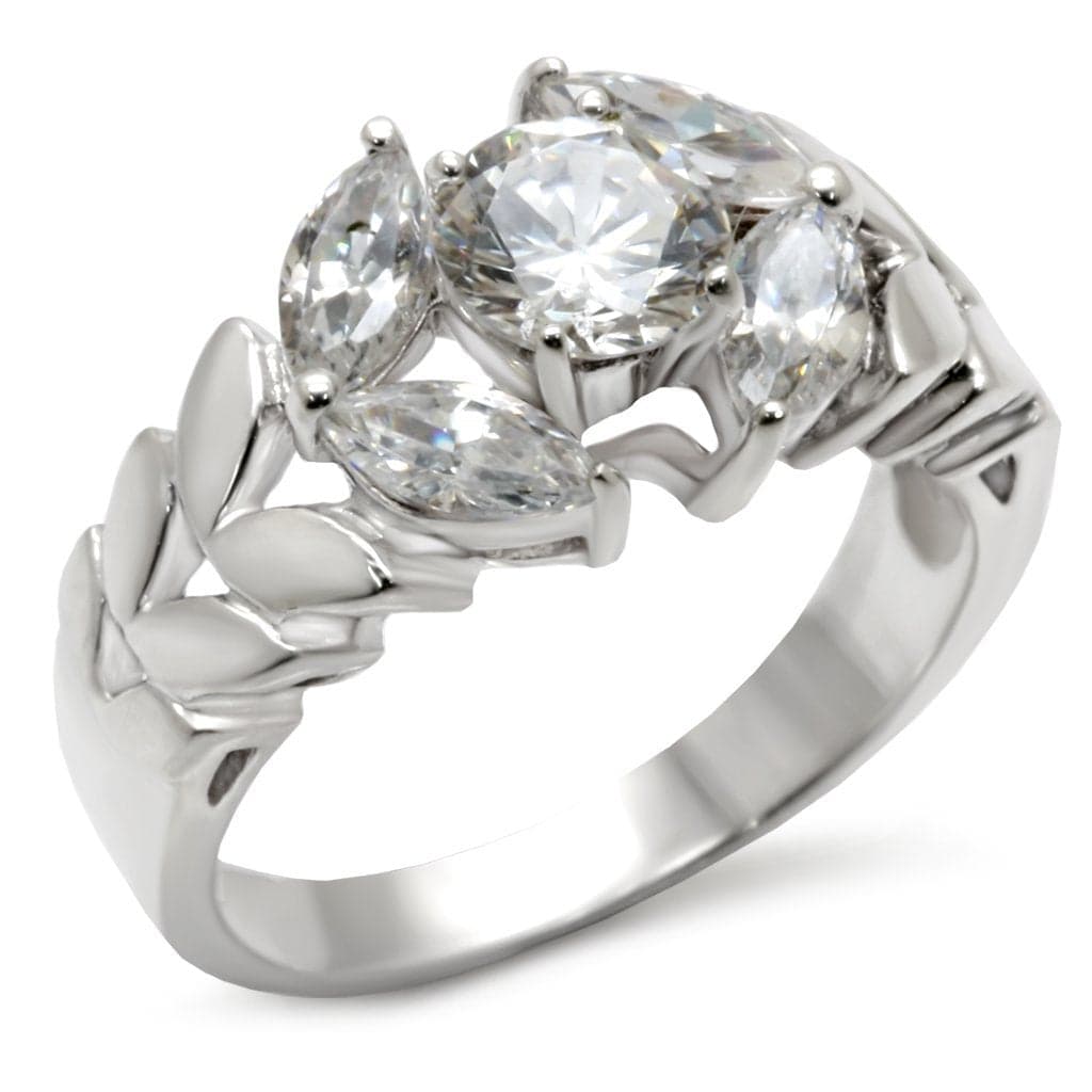Sterling Silver CZ Claddagh Three Stone Ring