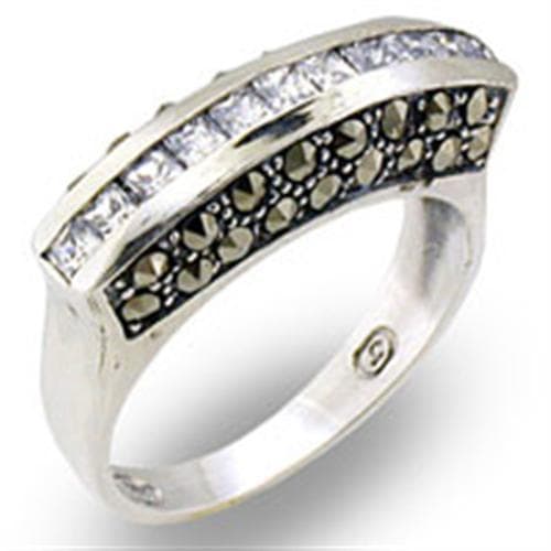Sterling Silver Marcasite CZ Split Band Ring