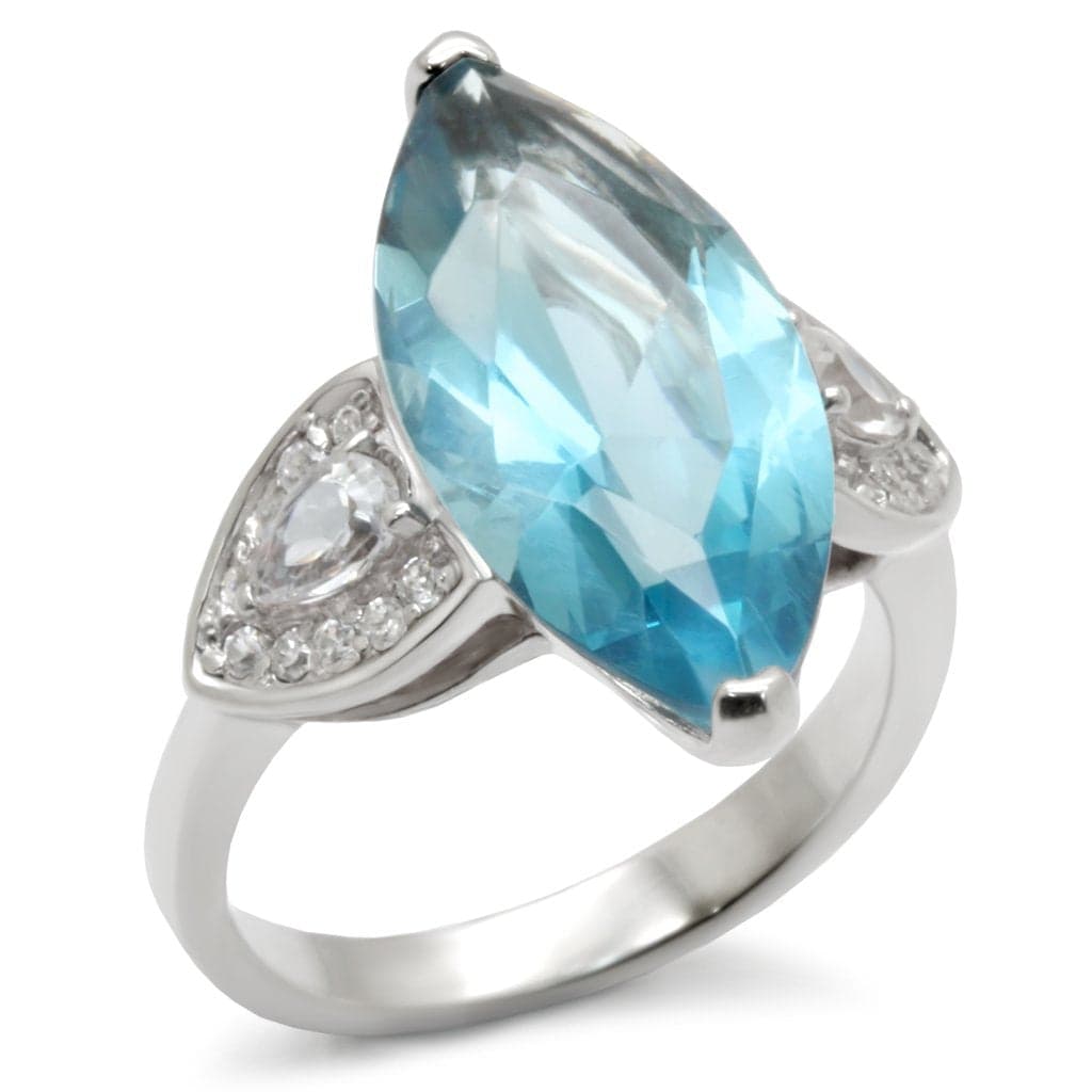 Sterling SilverBlue Topaz Marquise CZ Cocktail Ring